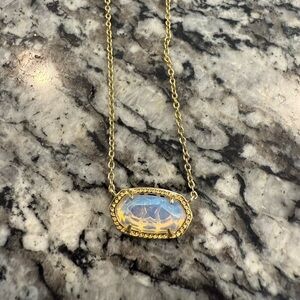 Kendra Scott Elisa Gold 20” Pendant Necklace With Clear Stone-no Box